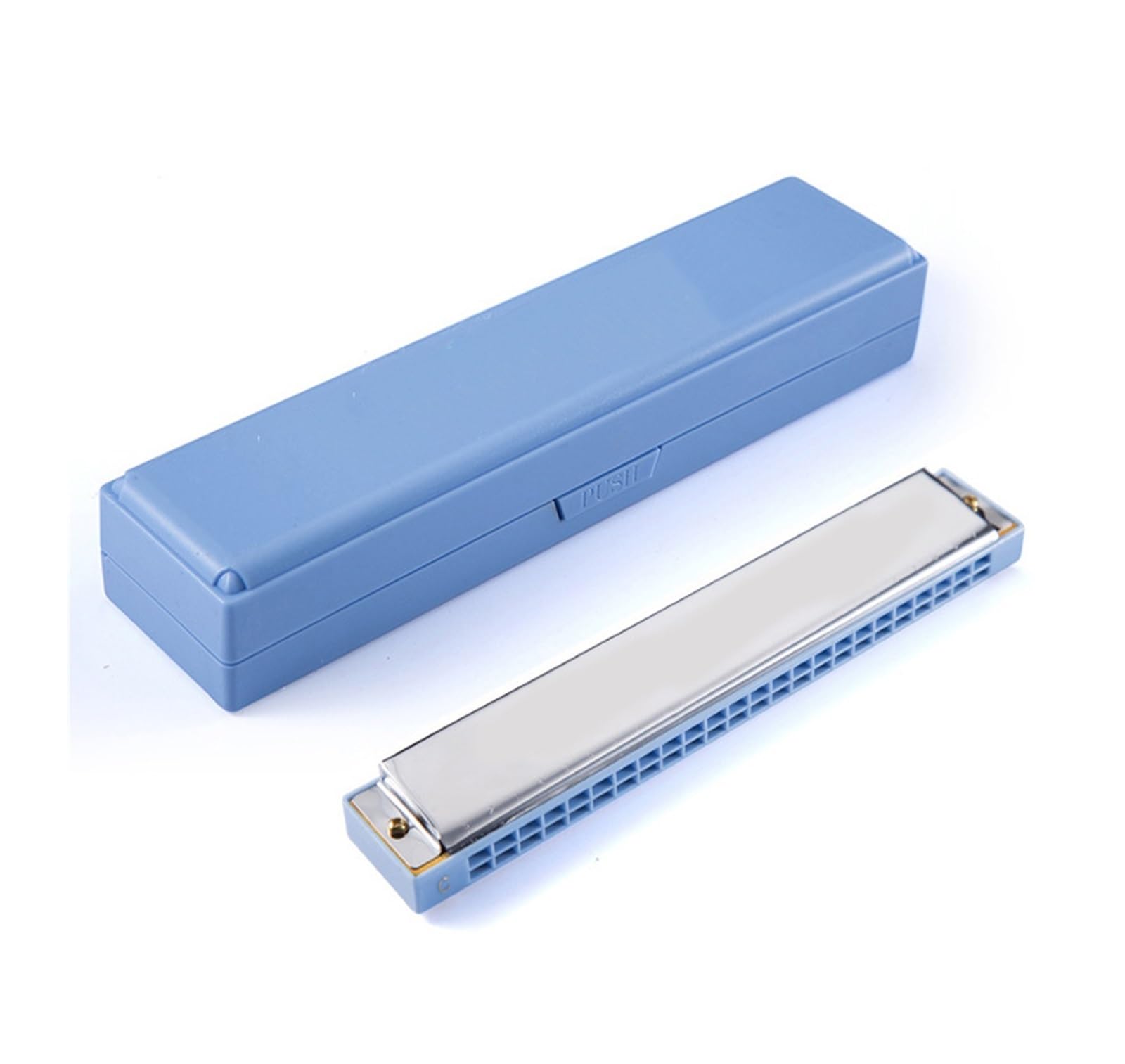 Mundharmonikas 24-Loch-Mundharmonika, C-Ton-Mundharmonika, Bildungsmusikinstrument (Color : Blue)