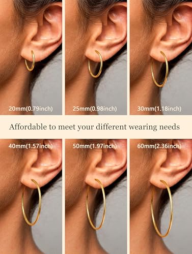 HAIAISO 6 Pairs Clip On Hoop Earrings for Women Fake Hoop Earrings Spring Hoop Earrings Set for Non-Pierced Ears Jewelry 6 Sizes2