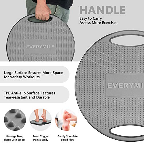 Image of Wobble Balance Board, Exercise Balance Stability Trainer Portable Balance Board with Handle for Workout Core Trainer Physical Therapy & Gym No-Skid Surface
