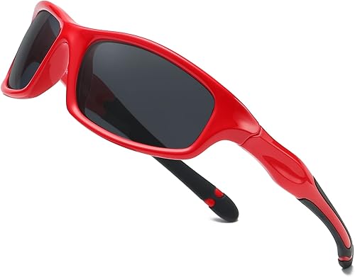 DUCO K006 - Gafas de sol polarizadas deportivas para niños y niñas, gafas de sol de béisbol para niños, protección UV de 6 a 10 años