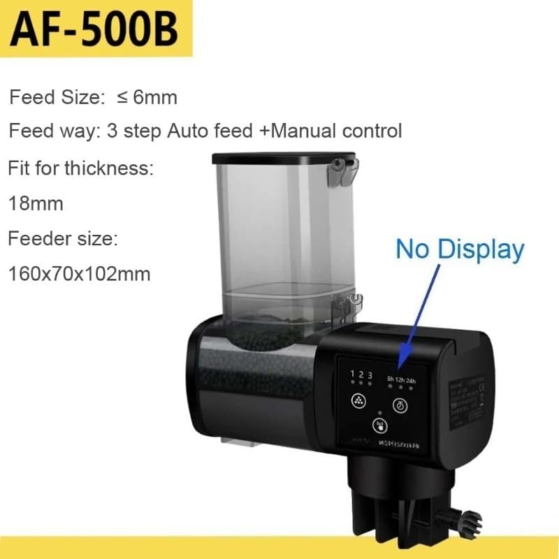 Intelligent Aquarium Fish Feeder – Automatic Digital Timer with Adjustable Portion for Fish Tanks, Koi Ponds, Turtles, Shrimp and Planted Aquariums, Easy Setup Feeding Solution (AF-500)
