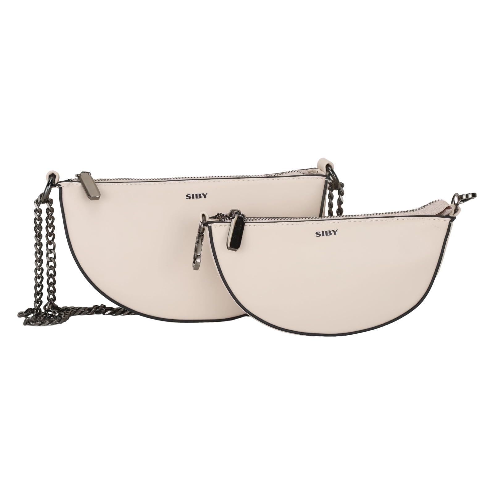 SIBY PU Leather Women Crossbody Bag with Metal Double Chain | Retro Semicircle Saddlebag | Versatile Mini Shoulder Bag- Beige (2 Pcs) (B0CBX9ZNLL) Amazon Price History, Amazon Price Tracker