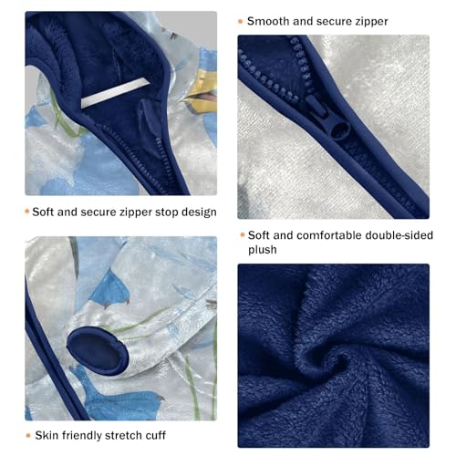 Blue Footed Booby Beach Toddler Fleece Jacket Girl Boys Hooded Fleece Jacket Coat Warm Outwear Zip-up 3-10T3