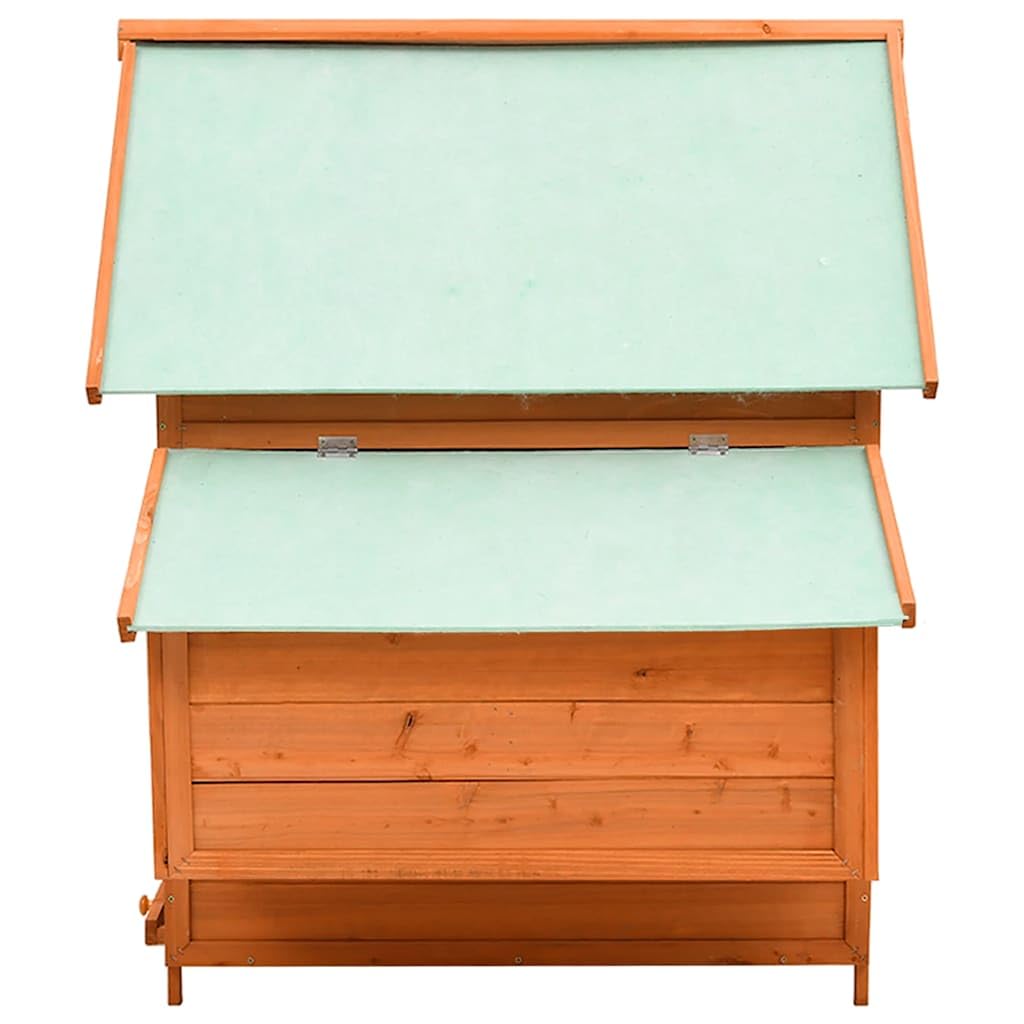 Pollaio in legno di abete massiccio, 150 x 96 x 110 cm, con 2 nidificatori, vasca da pavimento, porta, finestra, tetto impermeabile per giardino ed esterno