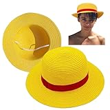 Straw Hat with String, Beach Hats Summer Hat Costume Party Yellow Japanese Pirate Anime Fans Men Women Halloween (Children)