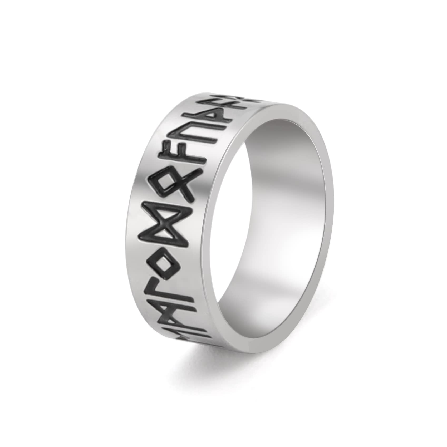 DreamtimesAnillos de runas de Futhark de acero inoxidable mitología nórdica Asgard Norse Viking Religioso Anillos Amuleto Talismán Joyería