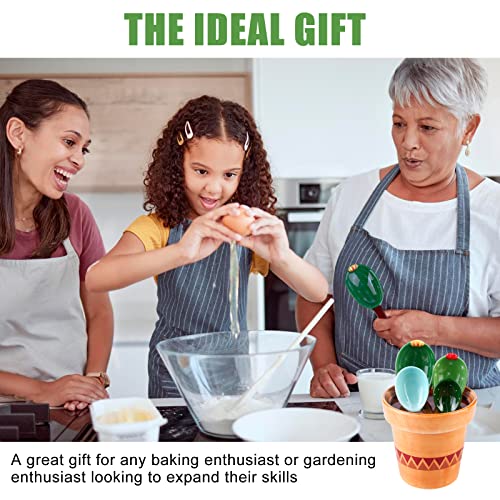 Cactus Measuring Spoons Set In Pot: Cute Ceramic Cacti Measuring Spoons, Cactus Figurine Baking Measuring Spoons For Kitchen Dry Wet Measuring Liquid Food Salt And Sugar #TOP5