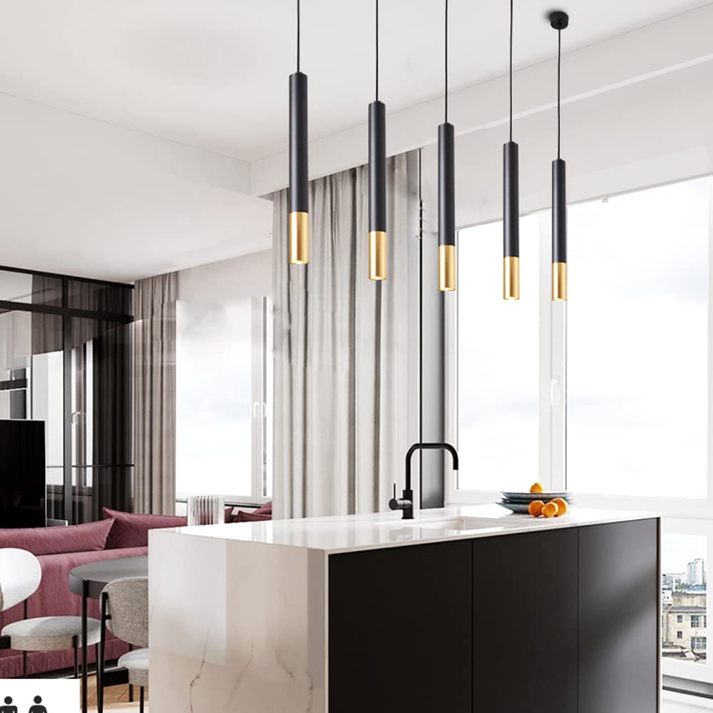 RAGGZZ Okrągłe Lampy Wiszące Rurkę Nowoczesne Wisiorek Led Długa Rurka Wisząca Światło Czarna Lampa Wisząca Pojedyncza Głowa Cylindryczne Zawieszenie Światło Cylindryczne Światło Salonu/3*50Cm/White L