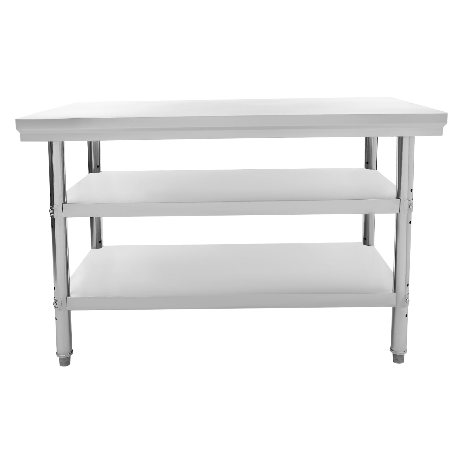 Tavolo da lavoro in acciaio inox con 3 ripiani, tavolo da lavoro in acciaio inox, fino a 100 kg, 120 x 60 x 90 cm