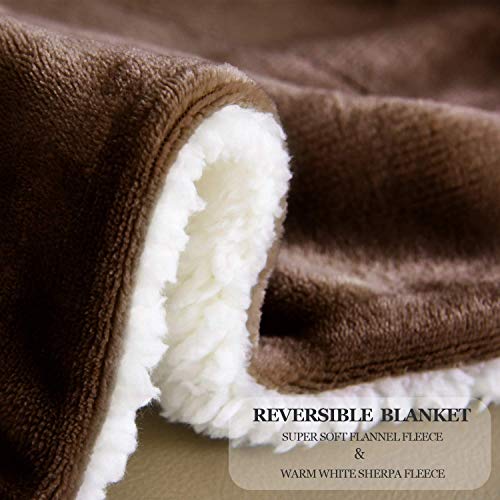 Nanpiper Sherpa Blanket Twin Thick Warm Blanket For Winter Bed Super Soft Fuzzy Flannel Fleece/Wool Like Reversible Velvet Plush Blanket (Brown Twin Size 60"X80") #TOP3