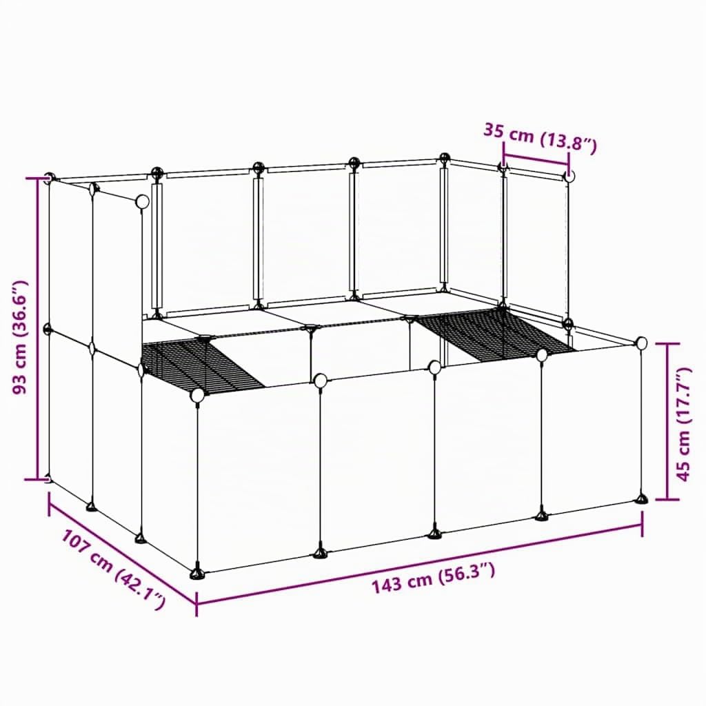 vidaXL Gabbia per Piccoli Animali Trasparente 143x107x93 cm PP Acciaio