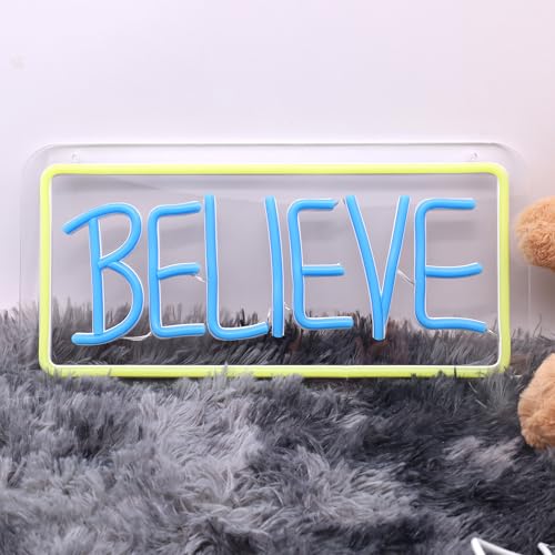 Image of Ted Believe Lasso Neon Sign, LED Believe Neon Light Sign for Wall Decor, Inspirational Word Neon Signs for Home Office, Study Room, Classroom, Motivation Wall Decoration