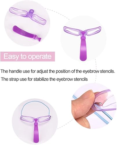 Miniatura 5 de Plantillas para cejas, plantilla de cejas, kit de modelado de cejas, 8 estilos de plantilla reutilizable para cejas con mango y correa, lavable