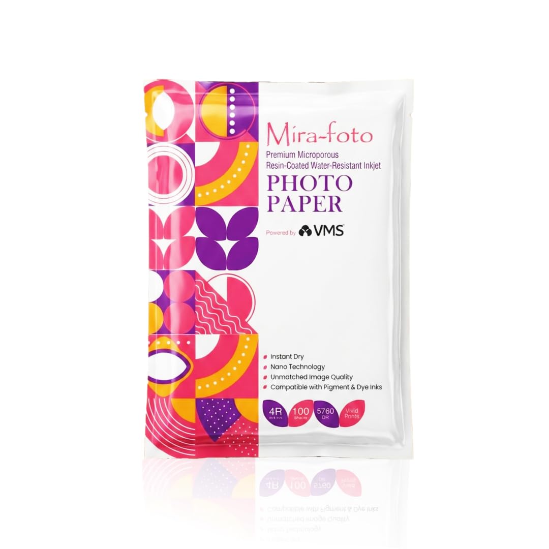 Mira~foto 240 GSM 4R (4x6) Premium Glossy Inkjet Photo Paper | Microporous RC Coated | Instant Dry & Water-Resistant | Compatible with all Inkjet Printers | Pack of 100 sheets