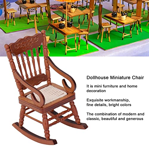 Buyweek BUYWEEKM74VB1HEQ0-11 Dollhouse Miniature Chair, 1:12 Wooden Rocking Chair Model Birch Mini Furniture Accessories thumb #1