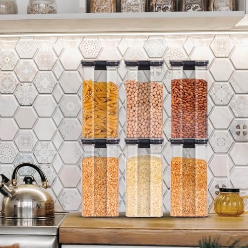 Image of TEKCOOL Silicone, Glass Air Tight Containers For Kitchen Storage Set, Bpa Container For Kitchen Storage Set, Kitchen Organizer And Kitchen Accessories Items & Storage(1700 Ml Set Of 8), Black
