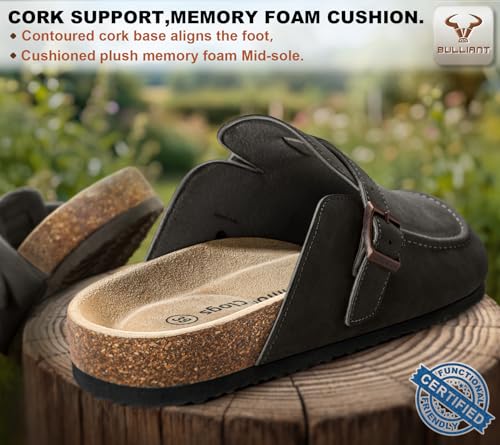 Image of BULLIANT Women Mule Clogs-Cushioned Cork Footbed-Arch Support-Fleece Lined