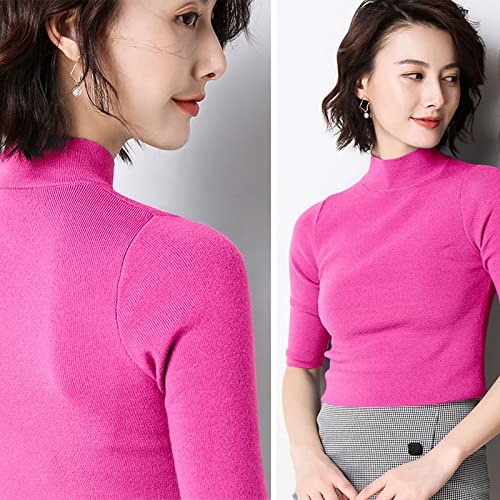 Image of Anbenser Women's Short Sleeve Mock Pullover Sweater Knit Jersey Top Slim Fit