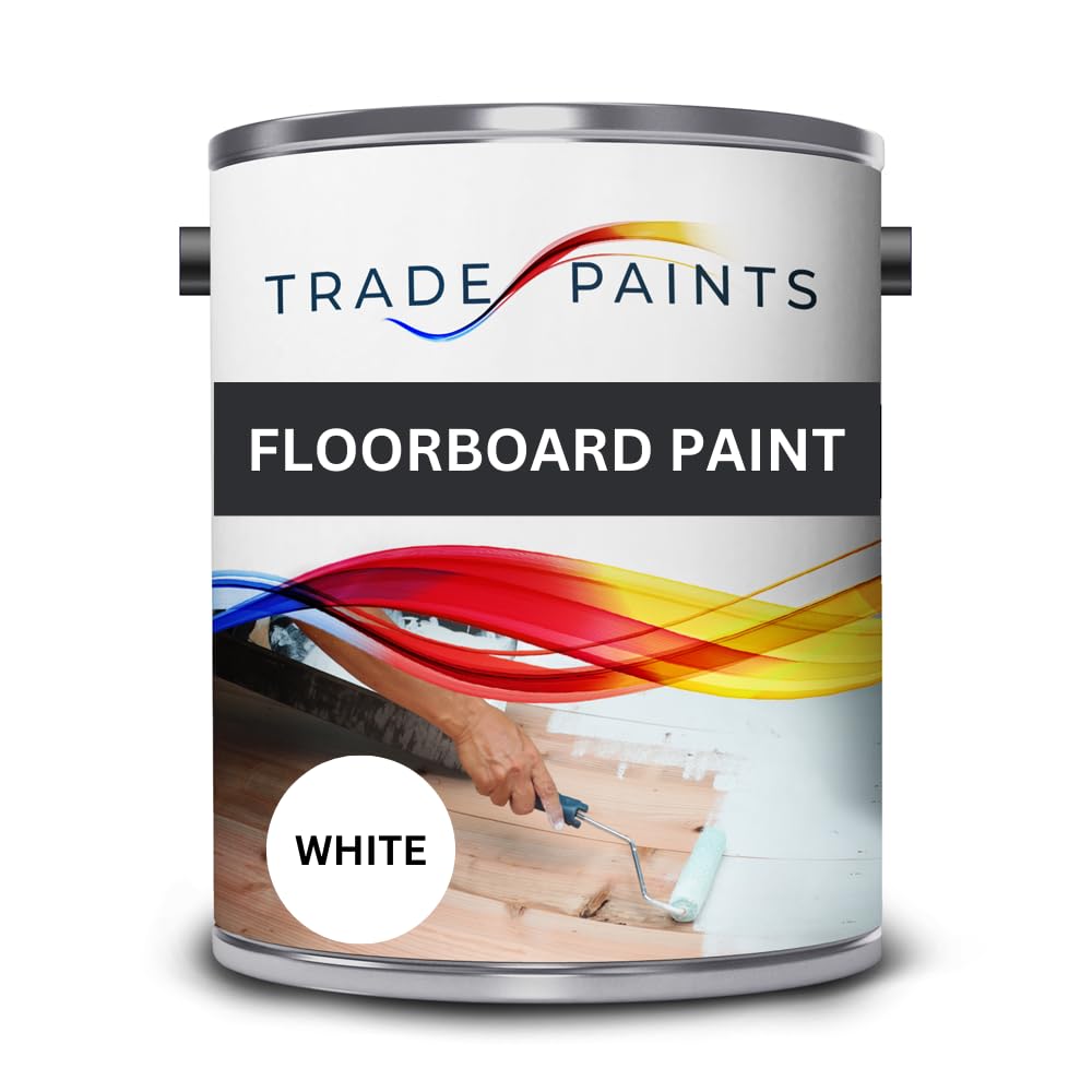 Trade Paints Floorboard Paint For Wooden Floors - White - 5L - Durable Attractive Satin Finish