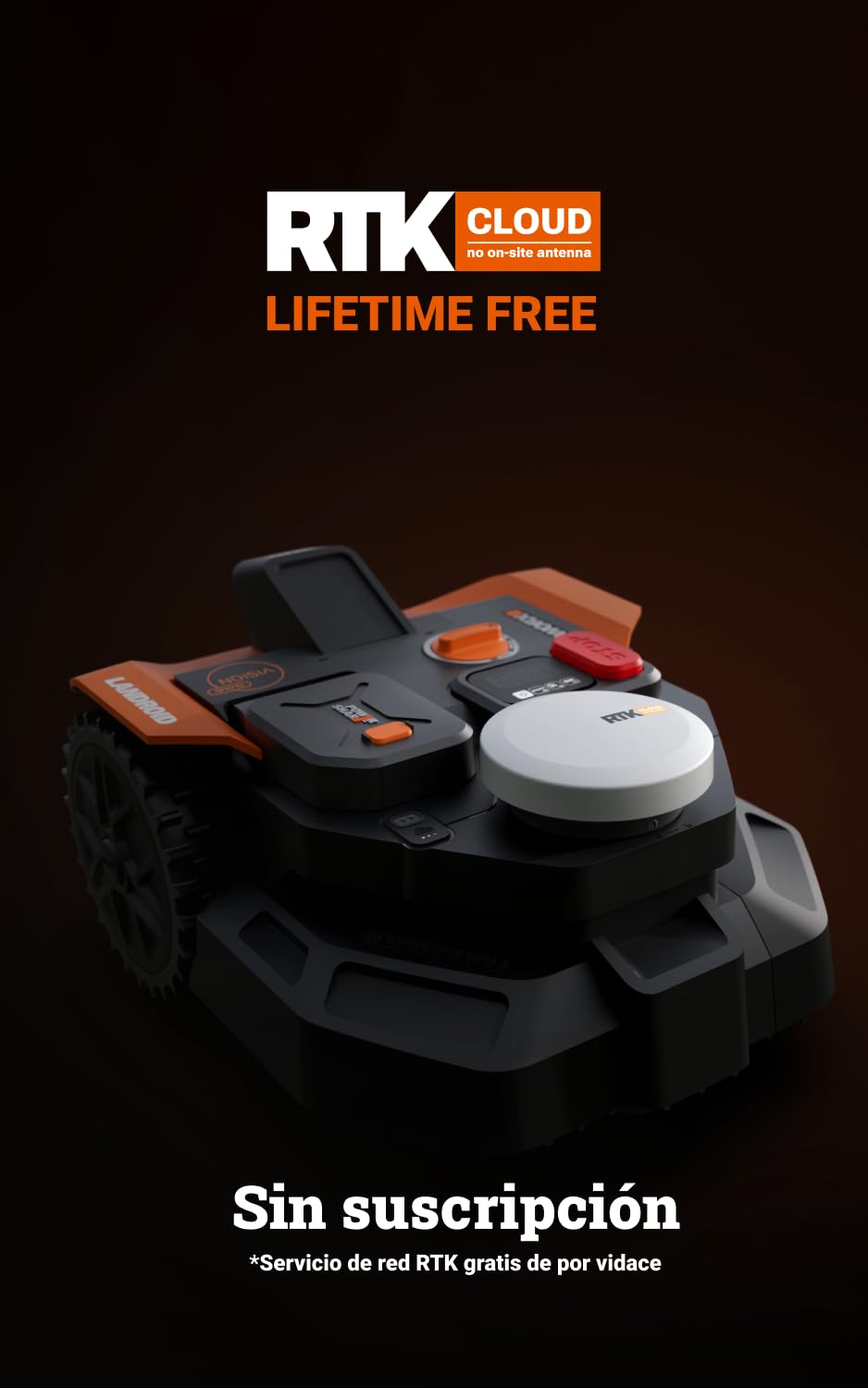 WORX WR303E Landroid Vision Cloud Robot Cortacésped Sin Cable Perimetral hasta 300 m² con IA, Navegación VSLAM+RTK, Mapeo Automático y Control por App