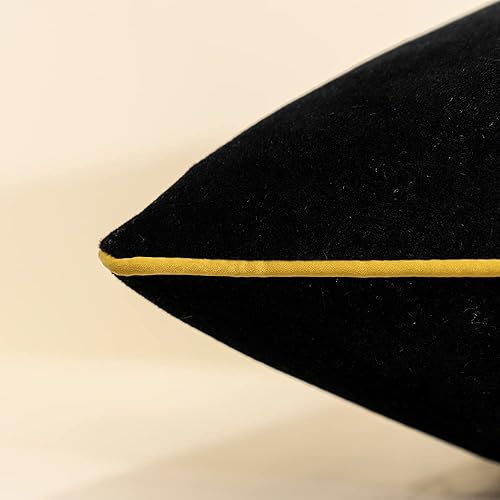 Miniatura 5 de Avigers Funda de cojín de terciopelo a rayas de cuero negro blanco y dorado de 16 x 16 pulgadas, funda de almohada decorativa para sofá, sala de