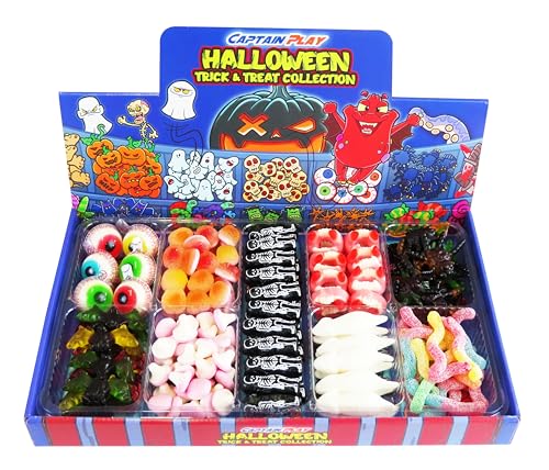 CAPTAIN PLAY Halloween Süßigkeiten Candy Bar, 1kg Süßigkeiten Box, Halloween Deko, fertig für Halloween Party