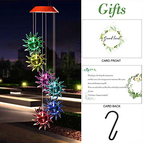 Wind Chimes Outdoor,Solar Color Changing Solar Light Wind Chimes, for Garden,Home, Party, Festival, Night Decoration(Sunflower)