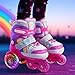 SULIFEEL Rainbow Unicorn 4 Size Adjustable Roller Skates for Girls Boys for Kids Ages 3-5 5-8 6-12 Children Skates Indoor Outdoor