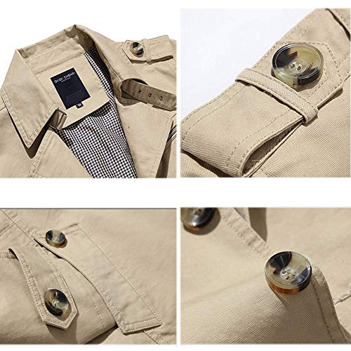 ZUEVI Mens Trench Coat Single Breasted Lightweight Jacket Slim Fit2