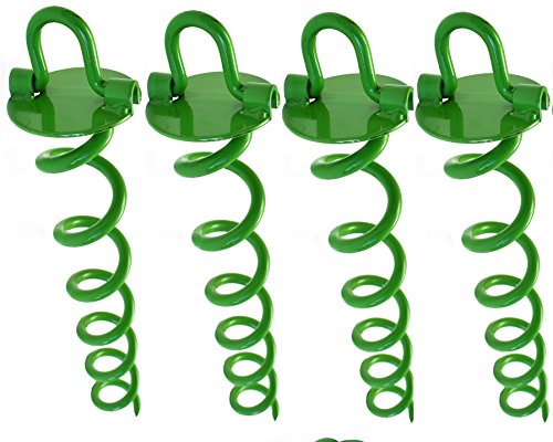 Ashman 16 Inch Spiral Ground Anchor Green Color - Ideal for Securing Animals