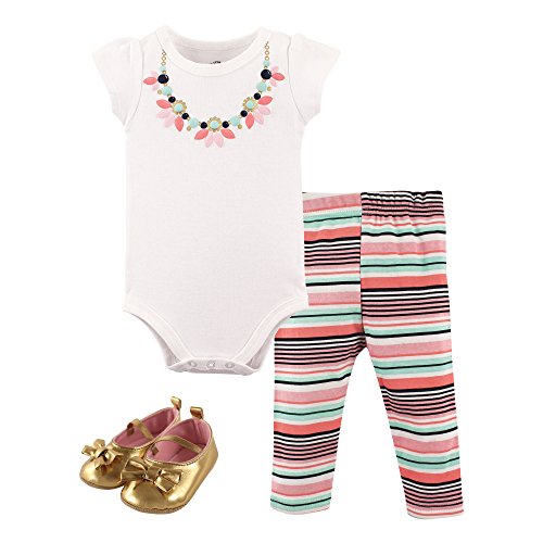 Image of Little Treasure Unisex Baby Cotton Bodysuit, Pant and Shoe Set