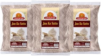 Ghotaram Hand Roasted & Stone Ground Barley, Jau, Jaun, Barli Sattu, Barley, Jau, Jaun, Barli Sattu Atta, Jow, Jav, Jao ka ghol Sattu Powder, Litti Sattu, Leeti Sattu, Jau ka Sattu-720g(pac 3x 240g)