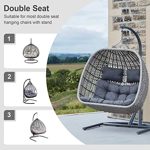 Steeca Patio Hanging Egg Chair Cover - Waterproof Outdoor Wicker Egg Swing Chair With Stand Cover, Double Seat #TOP5