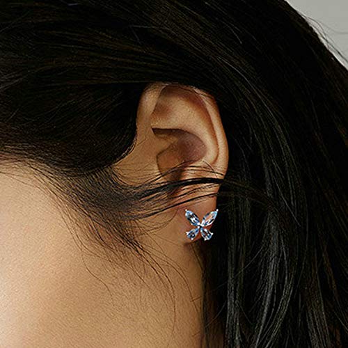 Daesar 18K White Gold Earrings Studs Butterfly Earrings Marquise Cut Aquamarine Stud Earrings Silver #TOP2