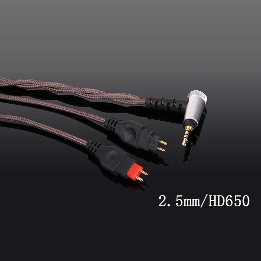 okcsc Cable de repuesto para auriculares con enchufe equilibrado de 2,5 mm para auriculares SENNHEISER HD650 HD600 HD580 HD535 HD545 HD565 HD265, cable de repuesto de auriculares de cobre de cristal