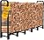 AMAGABELI GARDEN & HOME 6ft Firewood Log Rack Outdoor Log Holder for Fireplace Heavy Duty Wood Stacker Pit for Patio Logs Storage Steel Tubular Wood Pile Rack Tool Accessories Black