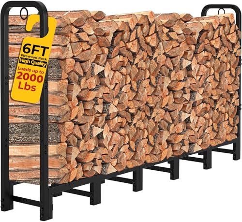 Amagabeli 6ft Firewood Rack Outdoor Heavy Duty Fire Wood Rack