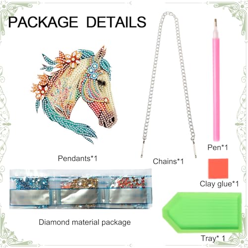 Image of AiYuanzsh Horse Diamond Painting Hanging Ornament Kit for Adults, DIY Acrylic Diamond Art with Special Shaped Rhinestones, Window Suncatcher Wall Door Decoration Gift