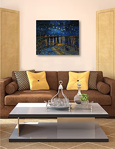 Decorarts - Starry Night Over The Rhone, Vincent Van Gogh Art Reproduction. Giclee Canvas Prints Wall Art For Home Decor 30X24 #TOP1