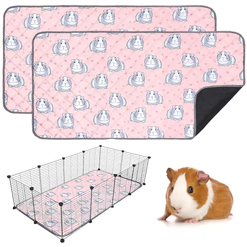 Image of 2 pcs Guinea Pig Cage Liners - Washable Guinea Pig Pee Pads, Waterproof Reusable & Anti Slip Guinea Pig Bedding Fast and Super Absorbent Pee Pad for Small Animals Rabbit Hamster Rat (2)