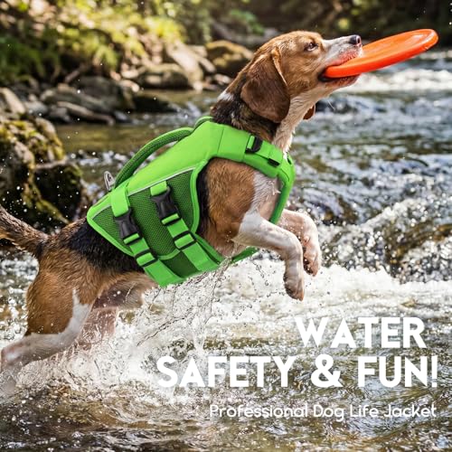 ASENKU Schwimmweste Hund Mittel M,Verstellbar & Ripstop Hundeschwimmweste,Rettungsweste für Hunde mit Griff und Reflektierend, Hunde Schwimmweste für Chihuahua,Dackel,Französische Bulldogge, Labrador