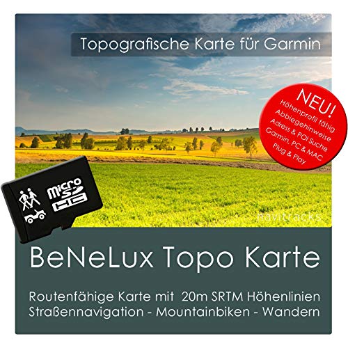 Belgien, Niederlande und Luxemburg (BeNeLux) Topo Karte für Garmin - 8GB microSD. Navigationsgeräte, PC & MAC