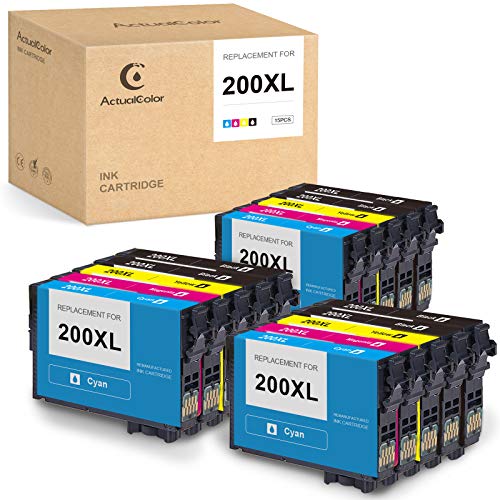 Actualcolor C Remanufactured Ink Cartridge Replacement for Epson 200XL 200 XL T200XL for XP-200 XP-300 XP-310 XP-400 XP-410 WF-2520 WF-2530 WF-2540 (6 Black, 3Cyan, 3 Magenta, 3 Yellow, 15-Pack)
