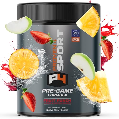 Image of Proven4 Pre Workout Powder for Men and Women with Creatine - Beta Alanine - Caffeine, NSF Certified preworkout Energy Supplement Fruit Punch 30 Servings