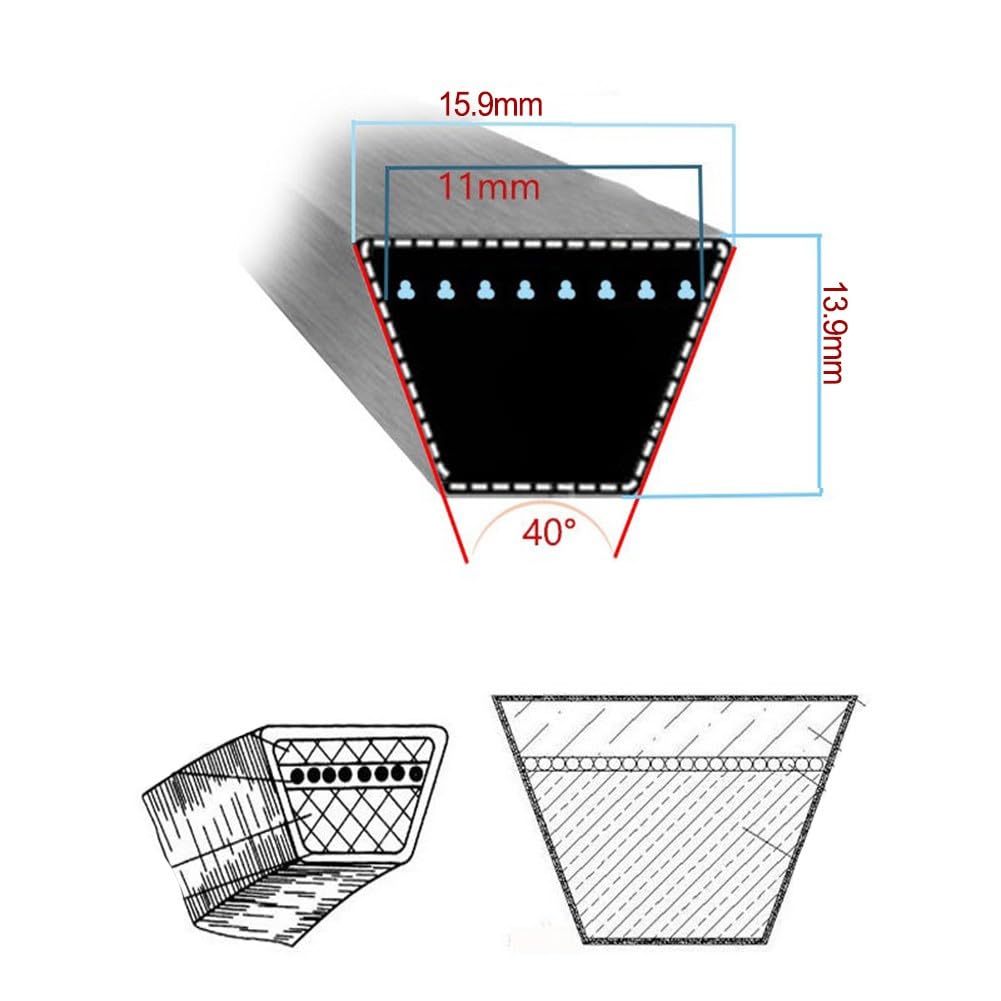 Correa de repuesto de fibra de 1,6 x 332,7 cm compatible con 754-04048/954-04048 / M111534, ajuste duradero para mantenimiento de jardín
