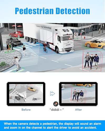Image of RV Backup Camera System AI WiFi GPS 7 inch Touch Screen Monitor Vehicle Recording with 4 Pieces 1080P Rear Side View Waterproof Camera Live View on APP /Web /PC for Camper RV Truck Trailer Tractor Fleet
