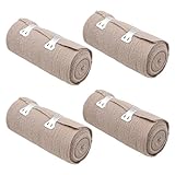 ANCLLO 4 Stück elastische Bandage, elastische medizinische Bandagen, Wickelkompressionsrolle mit zusätzlichen Metallklammern für Knöchelunterstützung, Arm, Bein oder Brustverletzungen