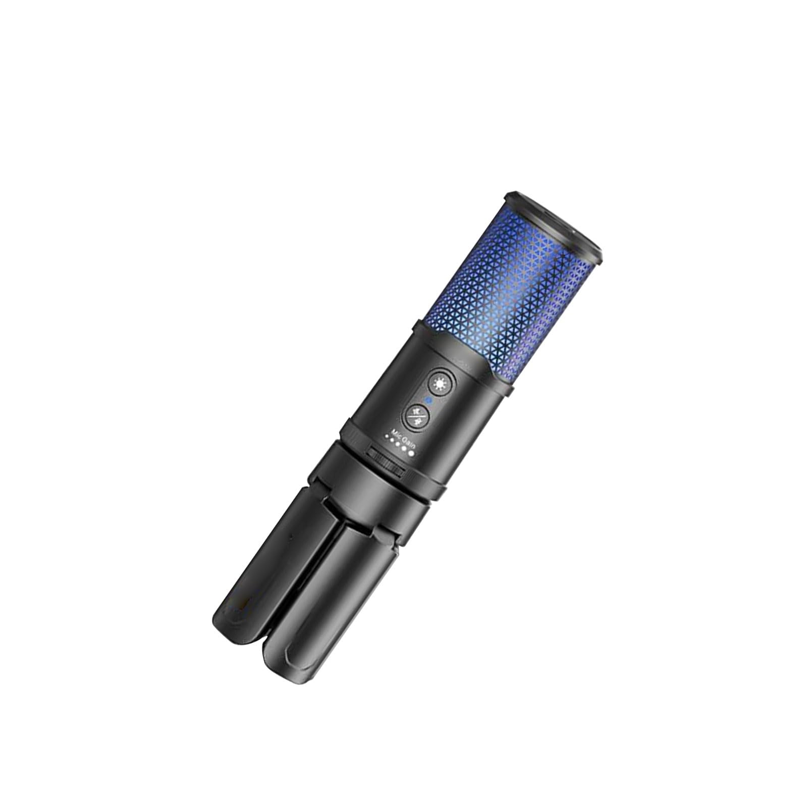 Microfono a Condensatore USB con Riduzione del Rumore AI e Monitoraggio in Tempo Reale per Streaming e Podcasting, Supporto Regolabile, 48kHz, 12,7 Once