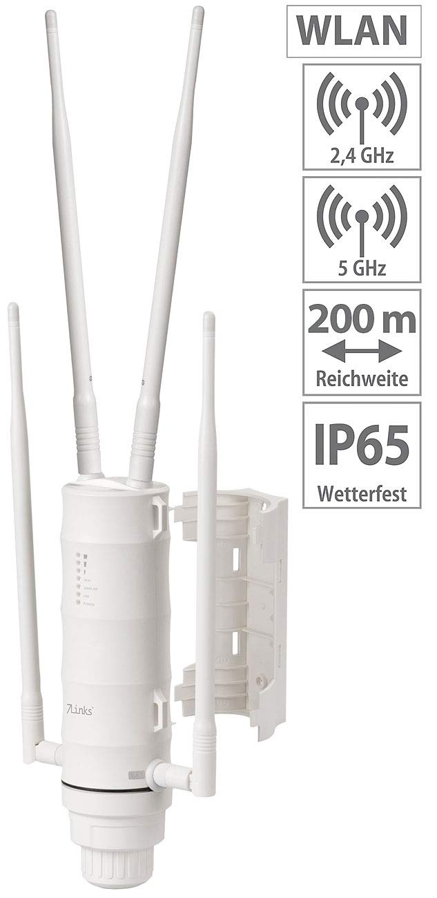 7links WLAN Antenne: Wetterfester Outdoor-WLAN-Repeater mit 1.200 Mbit/s, für 2,4 & 5 GHz (Außenantenne, Outdoor Access Point, ohne)