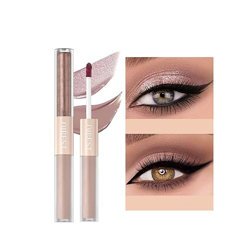 ELSOGO Sombra de ojos líquida, sombra de ojos 2 en 1 con purpurina mate de doble extremo, sombra de ojos líquida metálica impermeable de larga